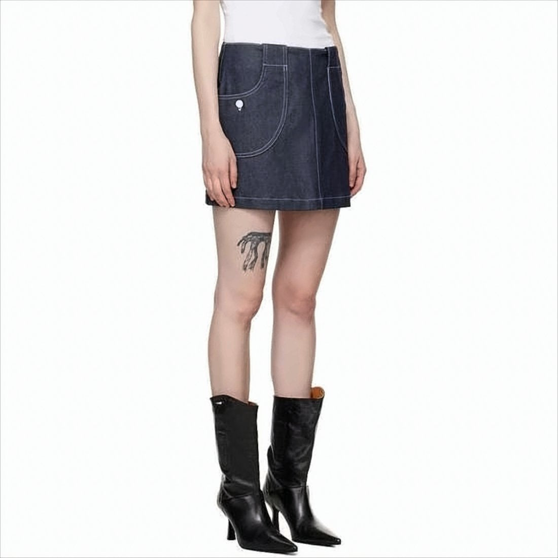 Dark Denim Mini Skirt with Structured Silhouette