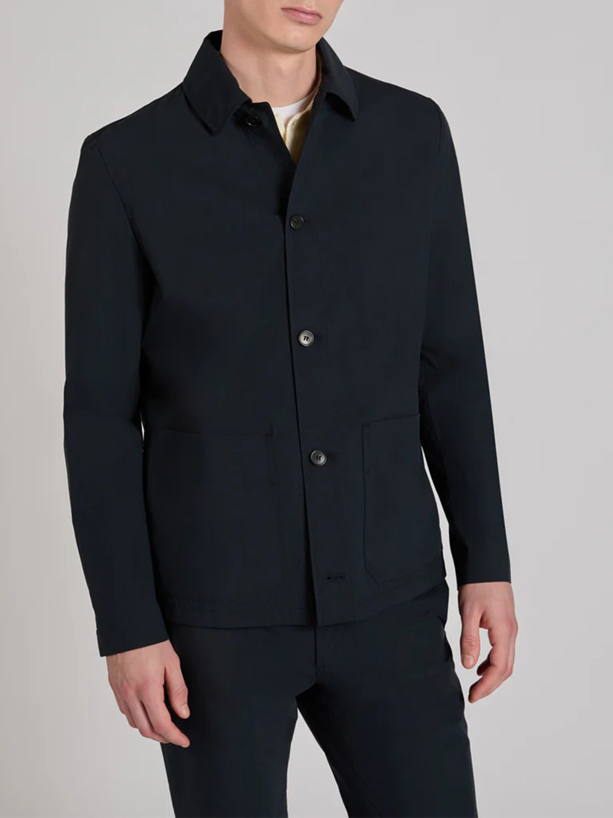 Black Button-Up Minimalist Cotton Jacket