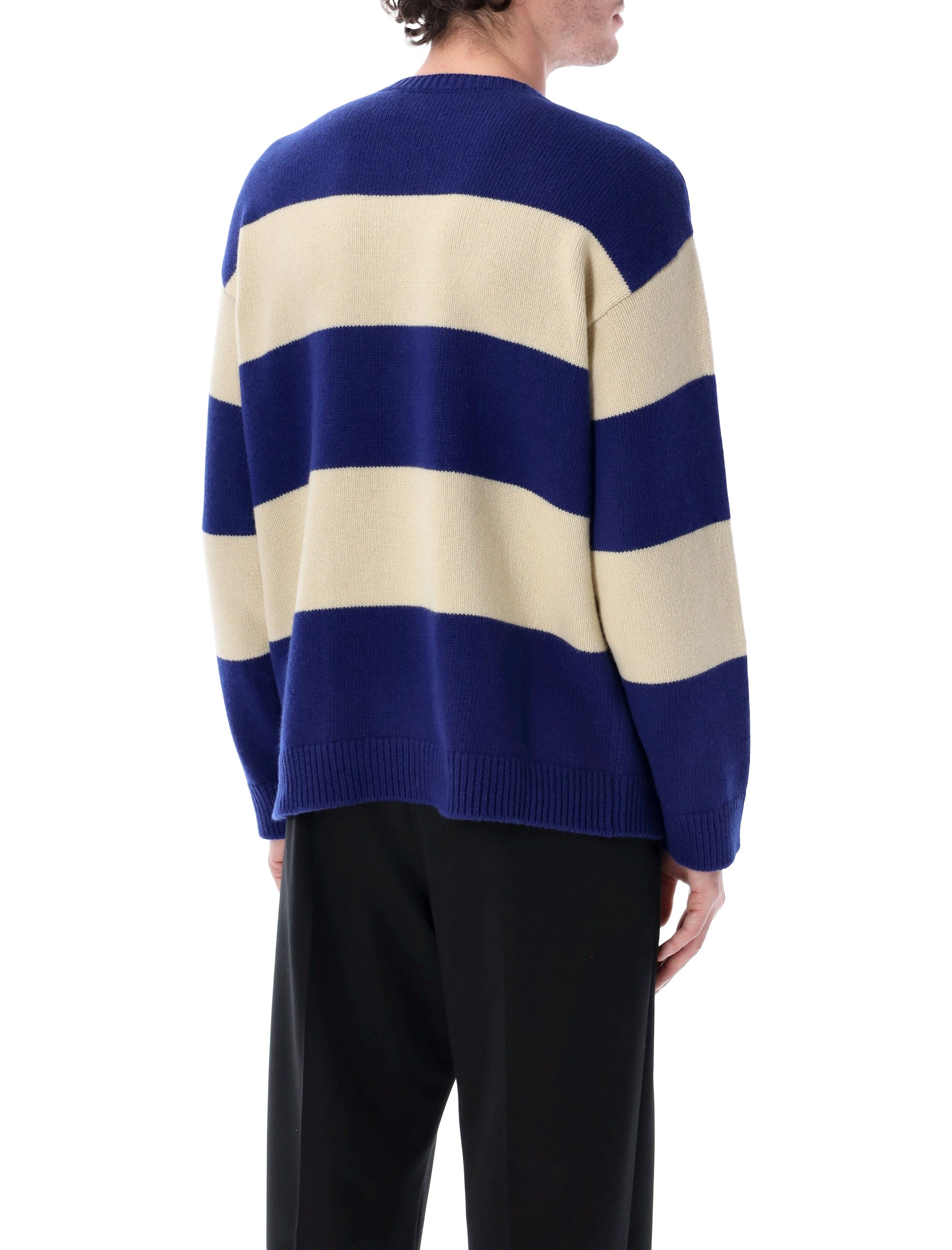Jacquard Panther Motif Wool Sweater