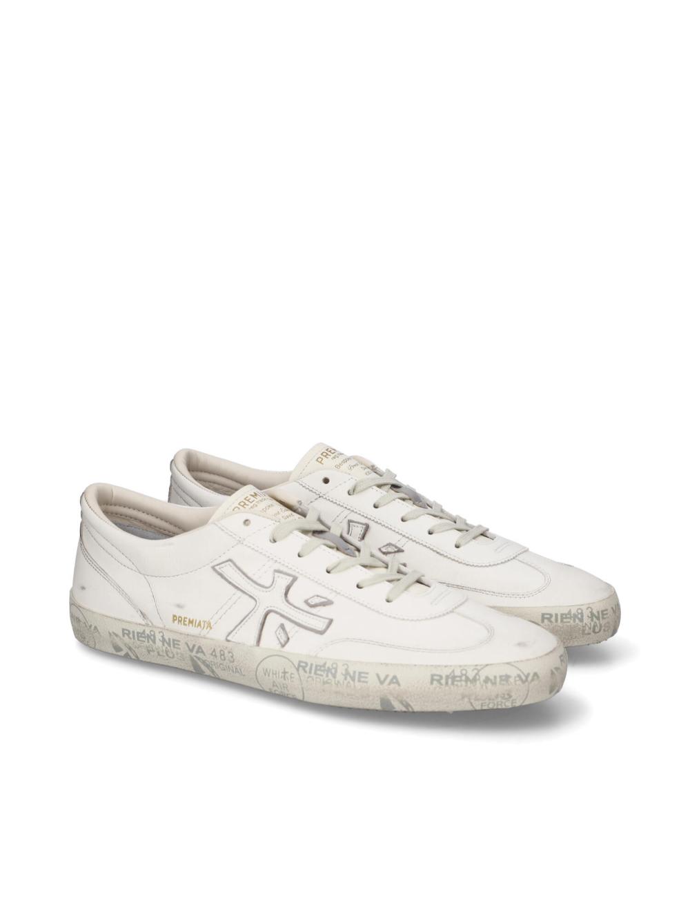 White Leather Lace-Up Sneakers