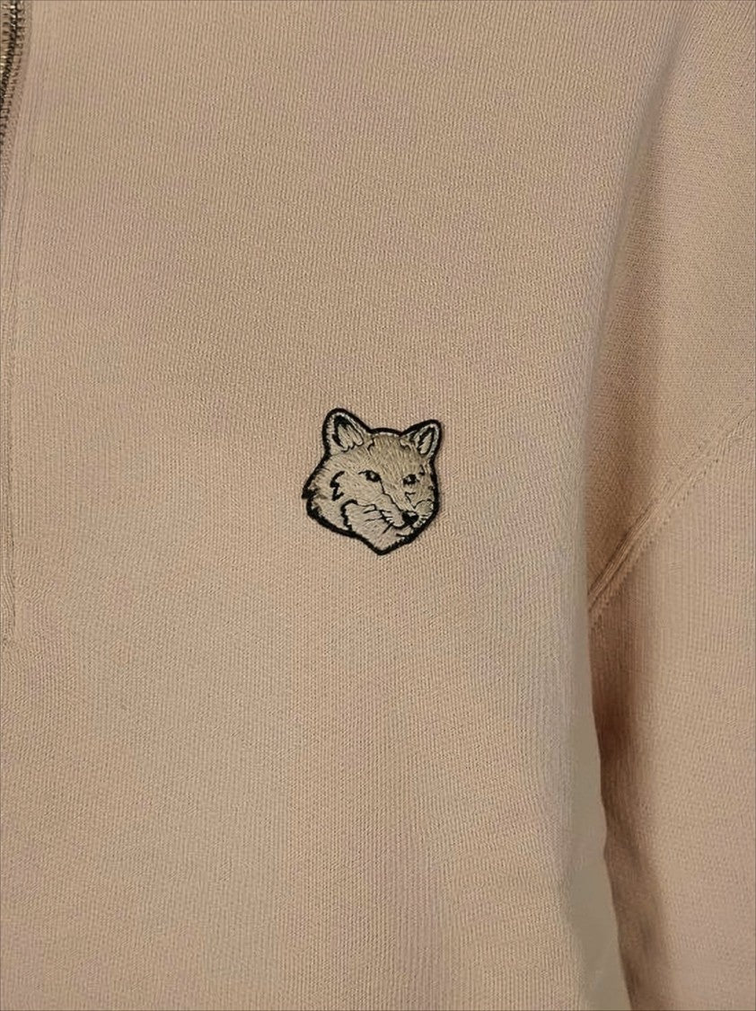 Long-Sleeve Half-Zip Pullover With Emblem And Ribbed Cuffs