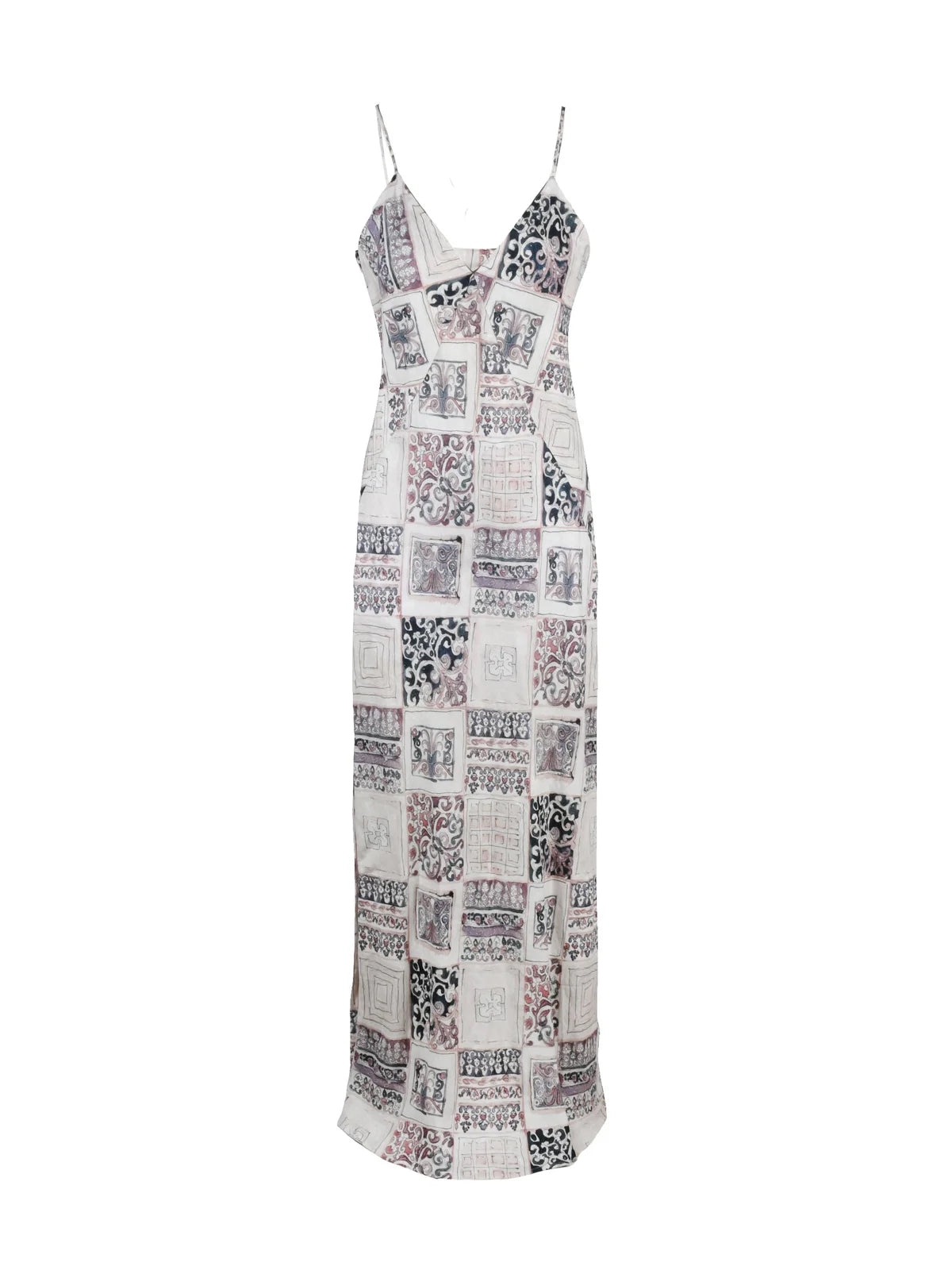 Blue Pink Long Linen Dress