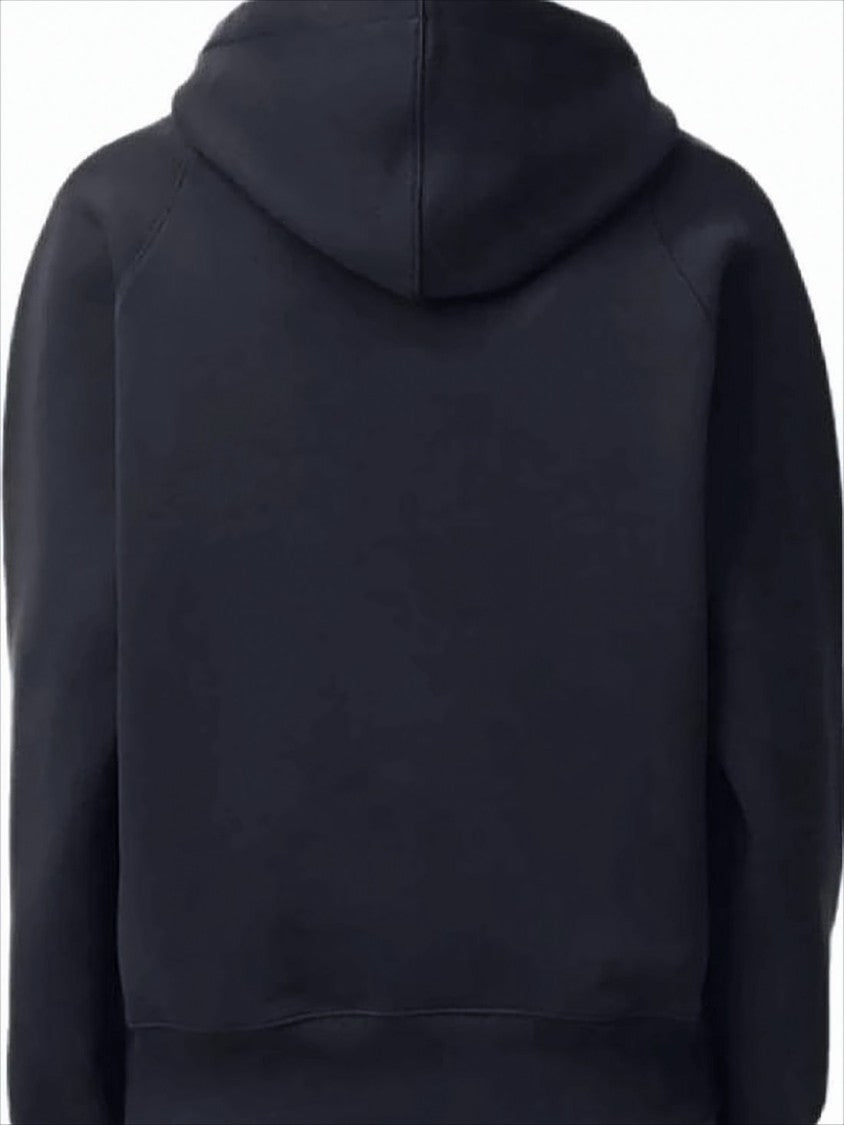 Cropped Black Hoodie with Textured Logo