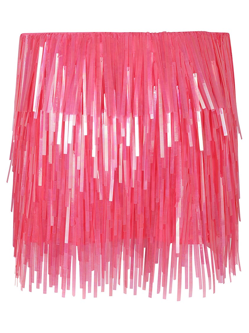 Fuchsia Fringe Skirt With Layered Design
