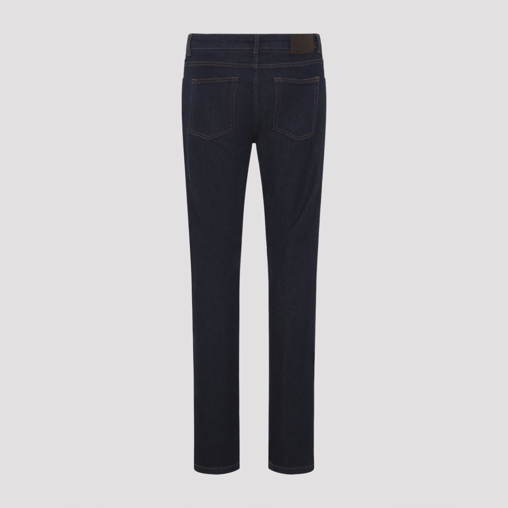 Dark Indigo Straight-Leg Jeans With Contrast Stitching