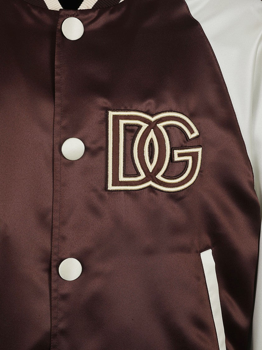 Satin Finish Bomber Jacket With Contrasting Sleeves