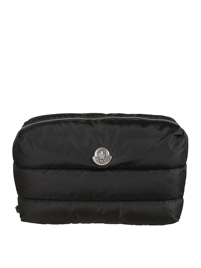 Padded Quilted Nylon Pouch With Zip Closure