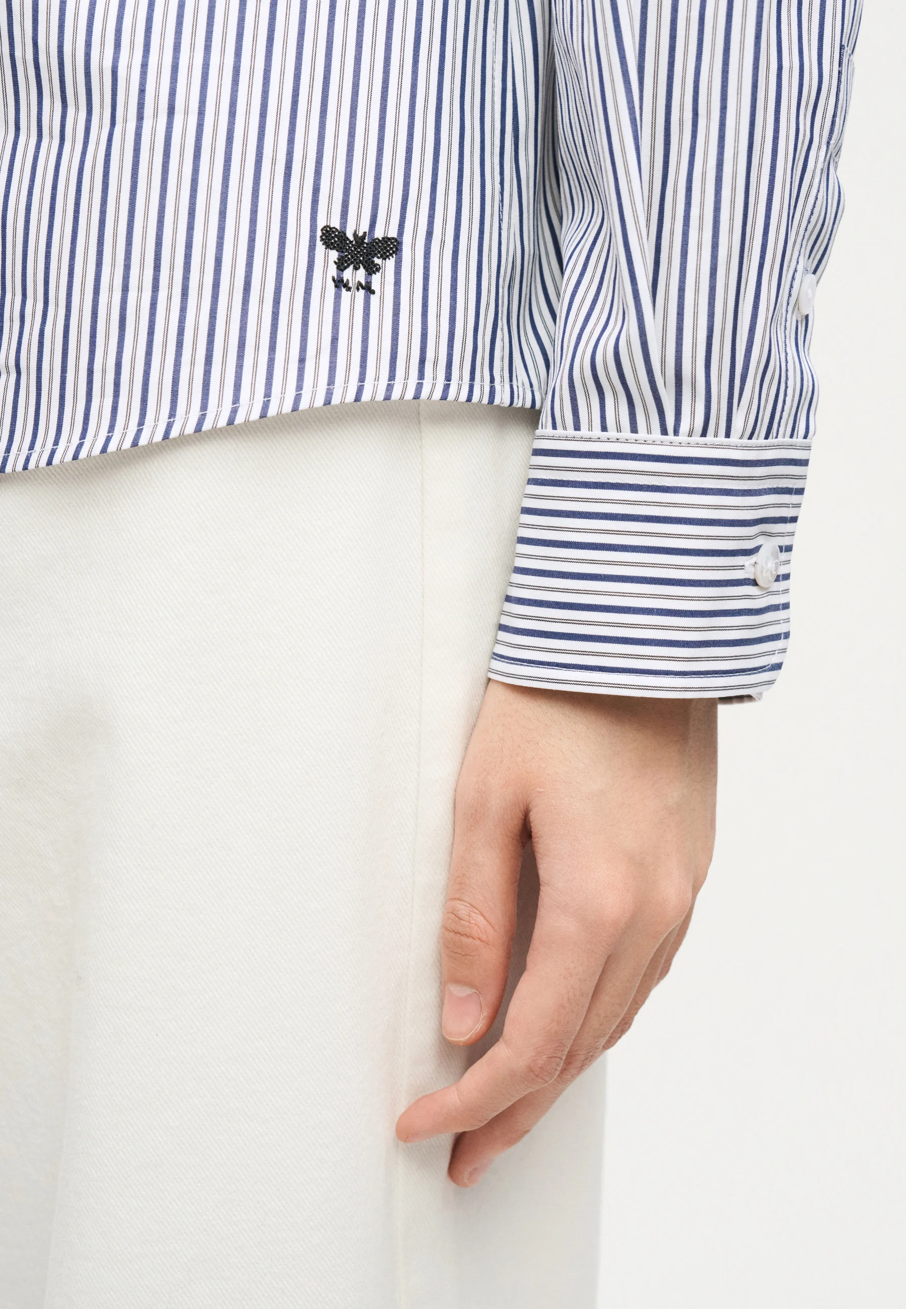 Blue Striped Cotton Blend Shirt