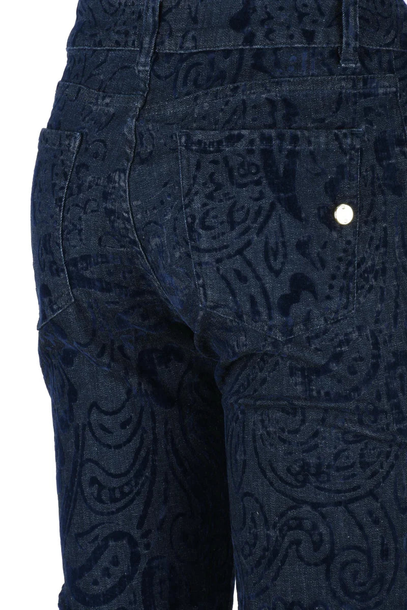 Paisley Blue Jeans with Flared Hem