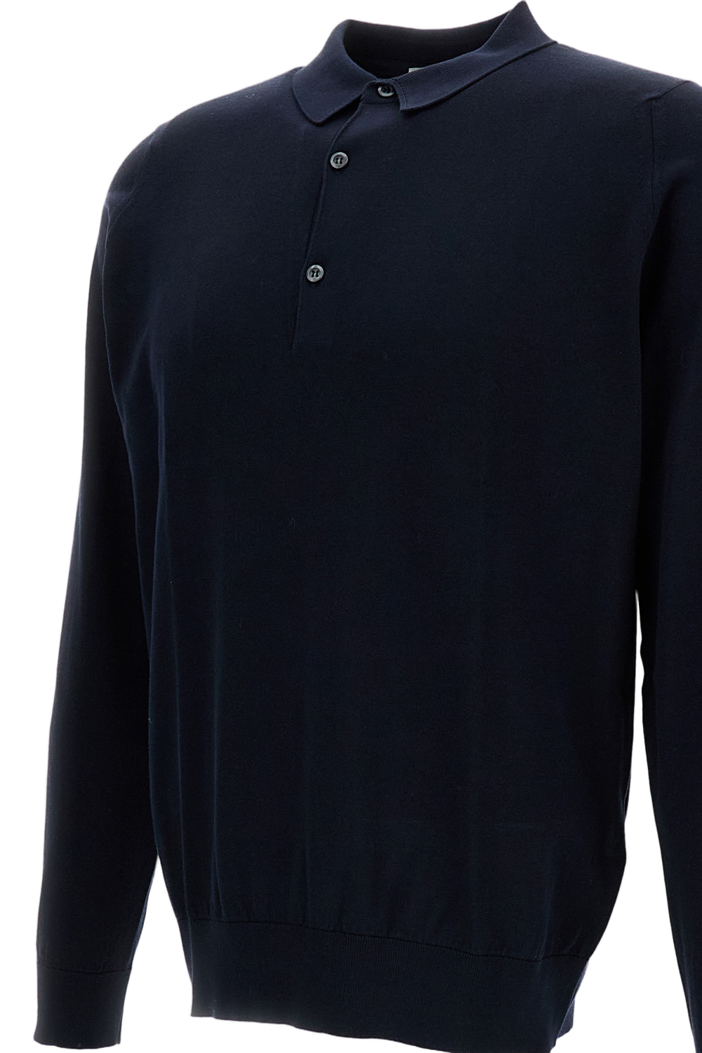 Blue Long-Sleeve Cotton Polo