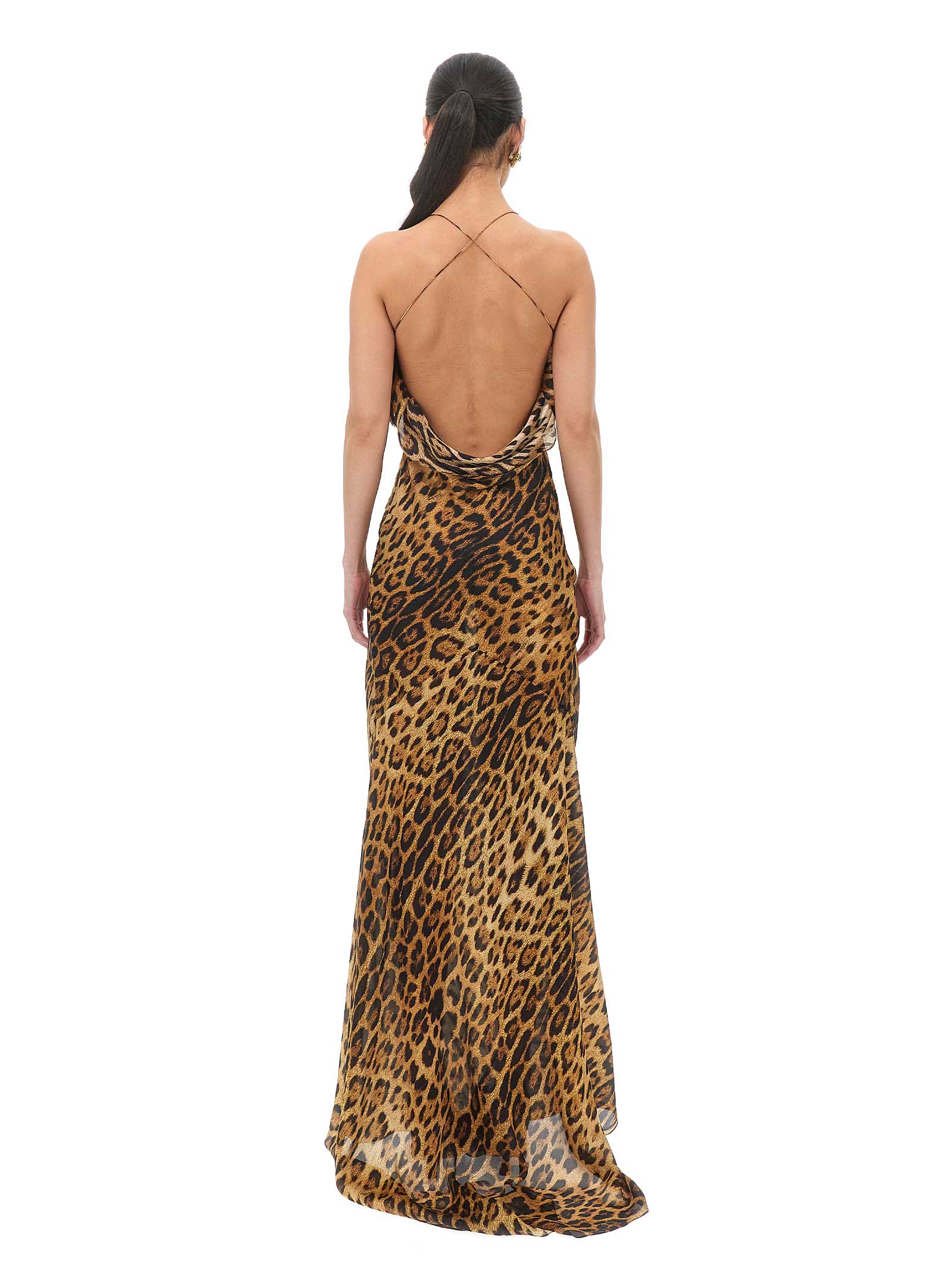 Jaguar Print Silk Maxi Dress
