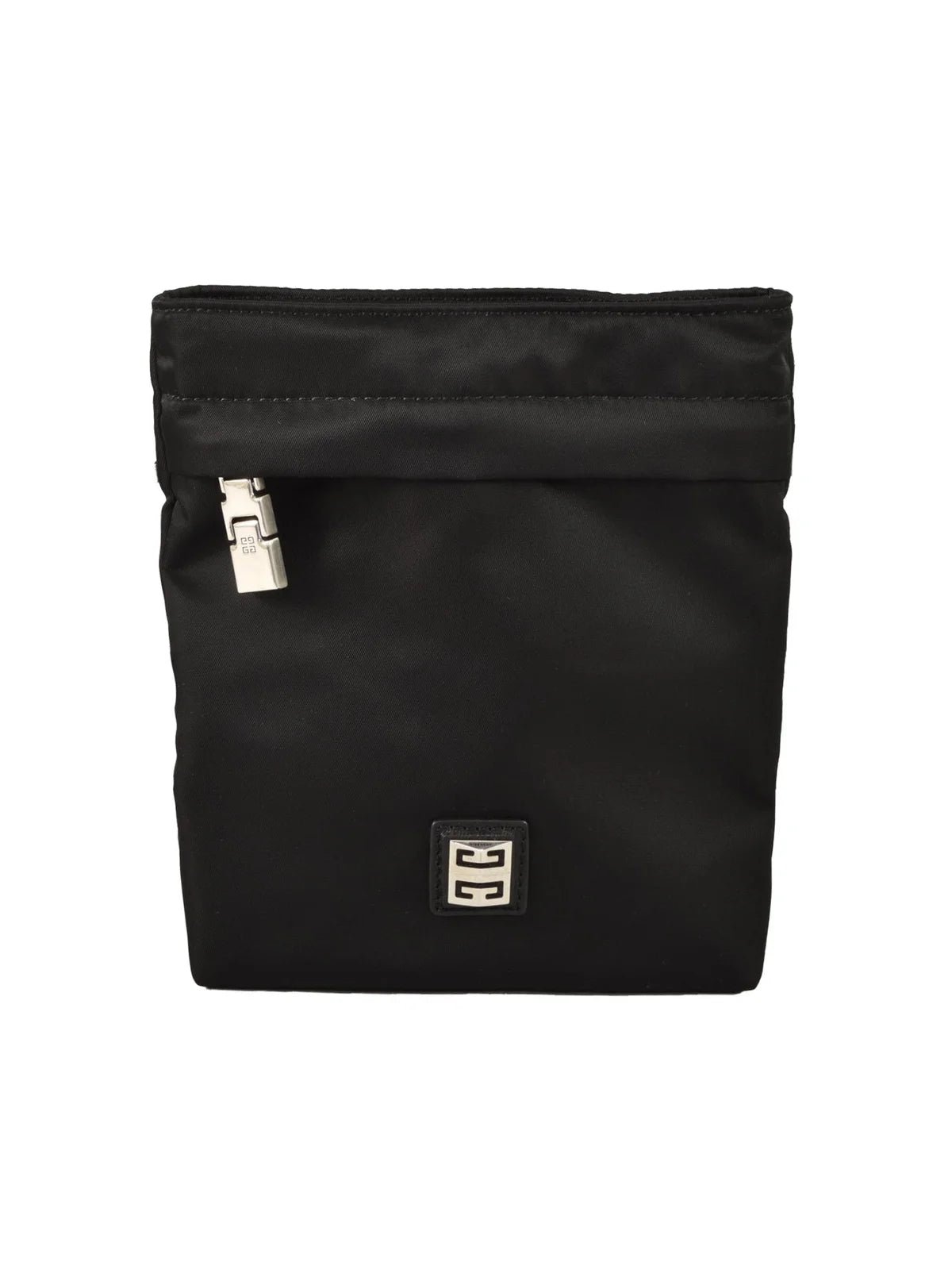 Minimalist Nylon Pouch with Zip Closure and Metallic Logo