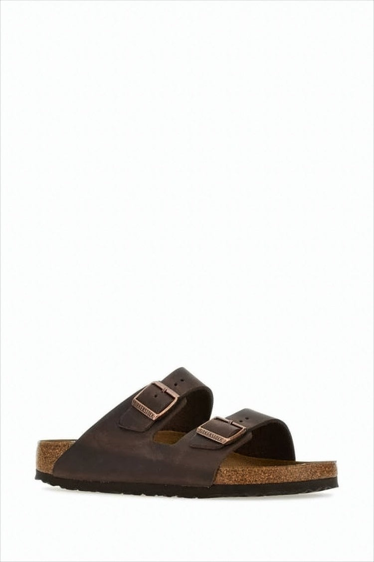 Classic Brown Leather Mule with Adjustable Straps