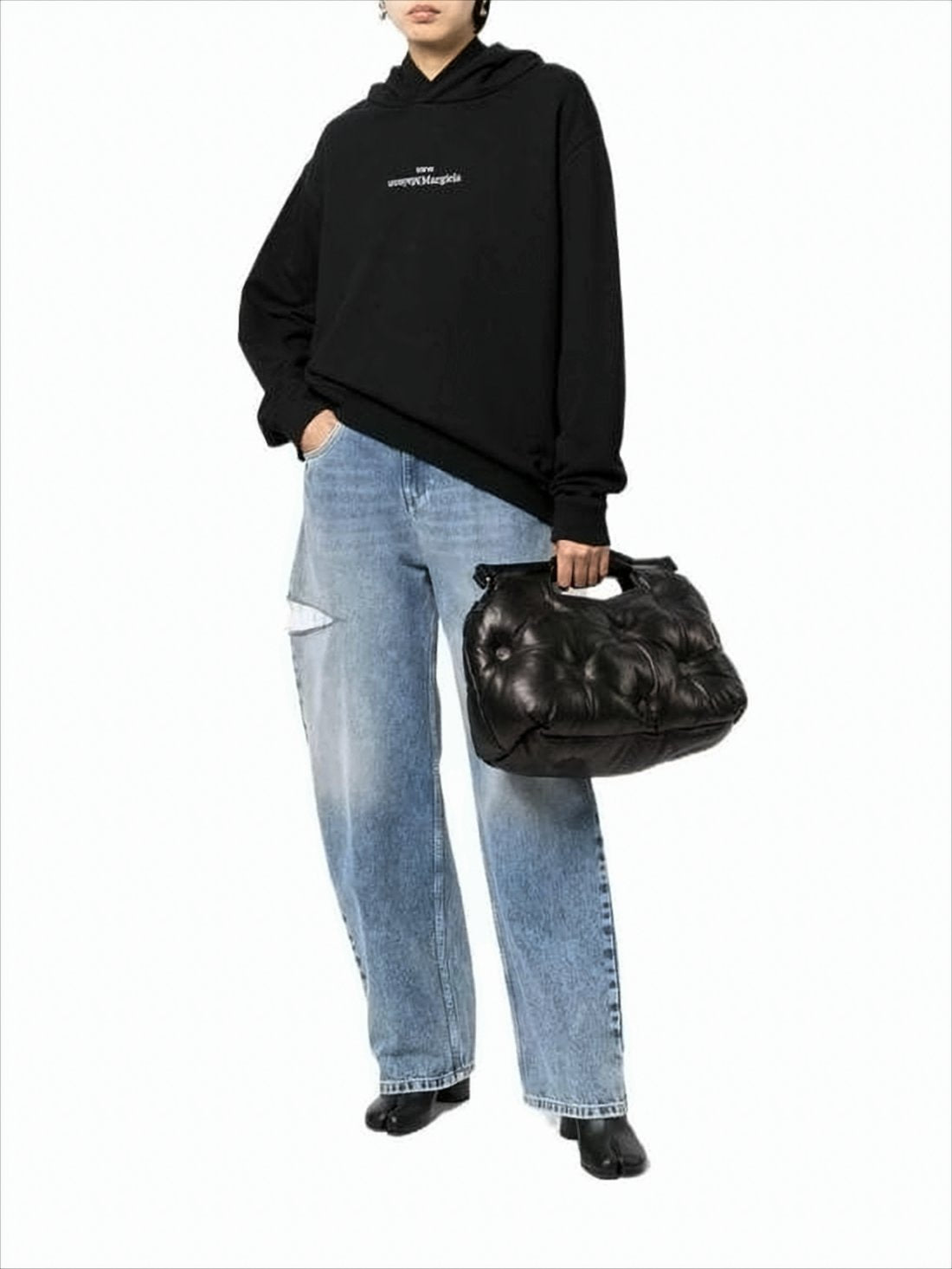 Black Relaxed-Fit Hoodie with Minimalist Design