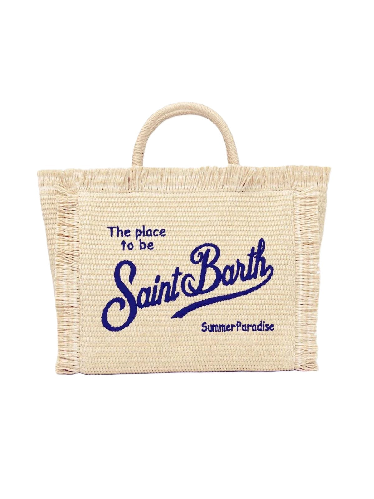 Rectangular Woven Tote Bag with Fringed Edges