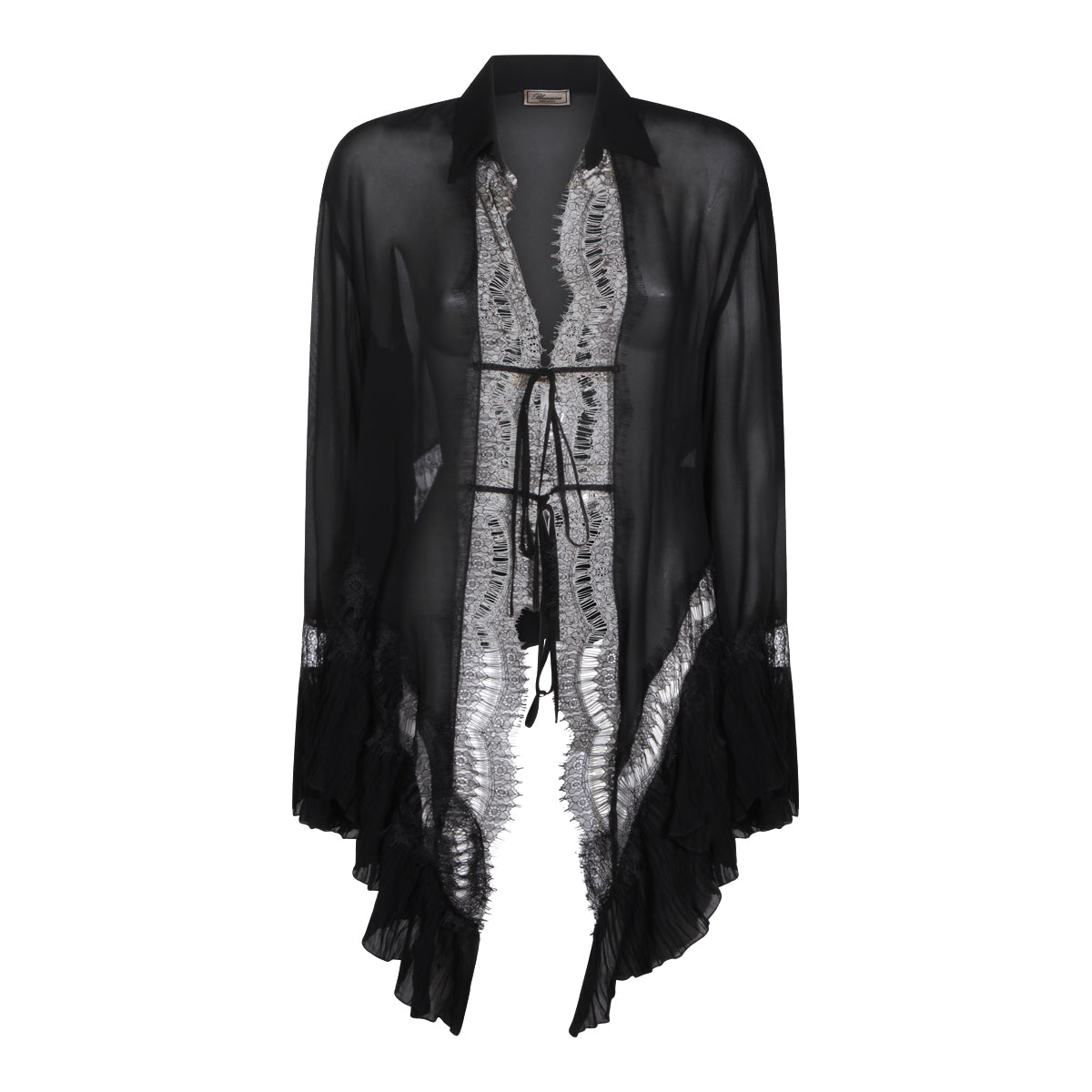 Black Viscose Lace Shirt
