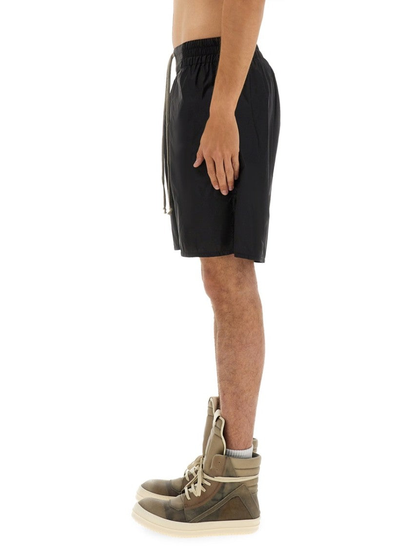 Black Nylon Shorts With Elastic Waistband