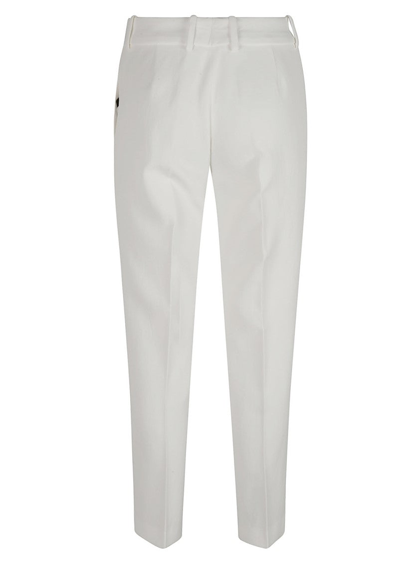 Tailored White Trousers With Structured Waistband