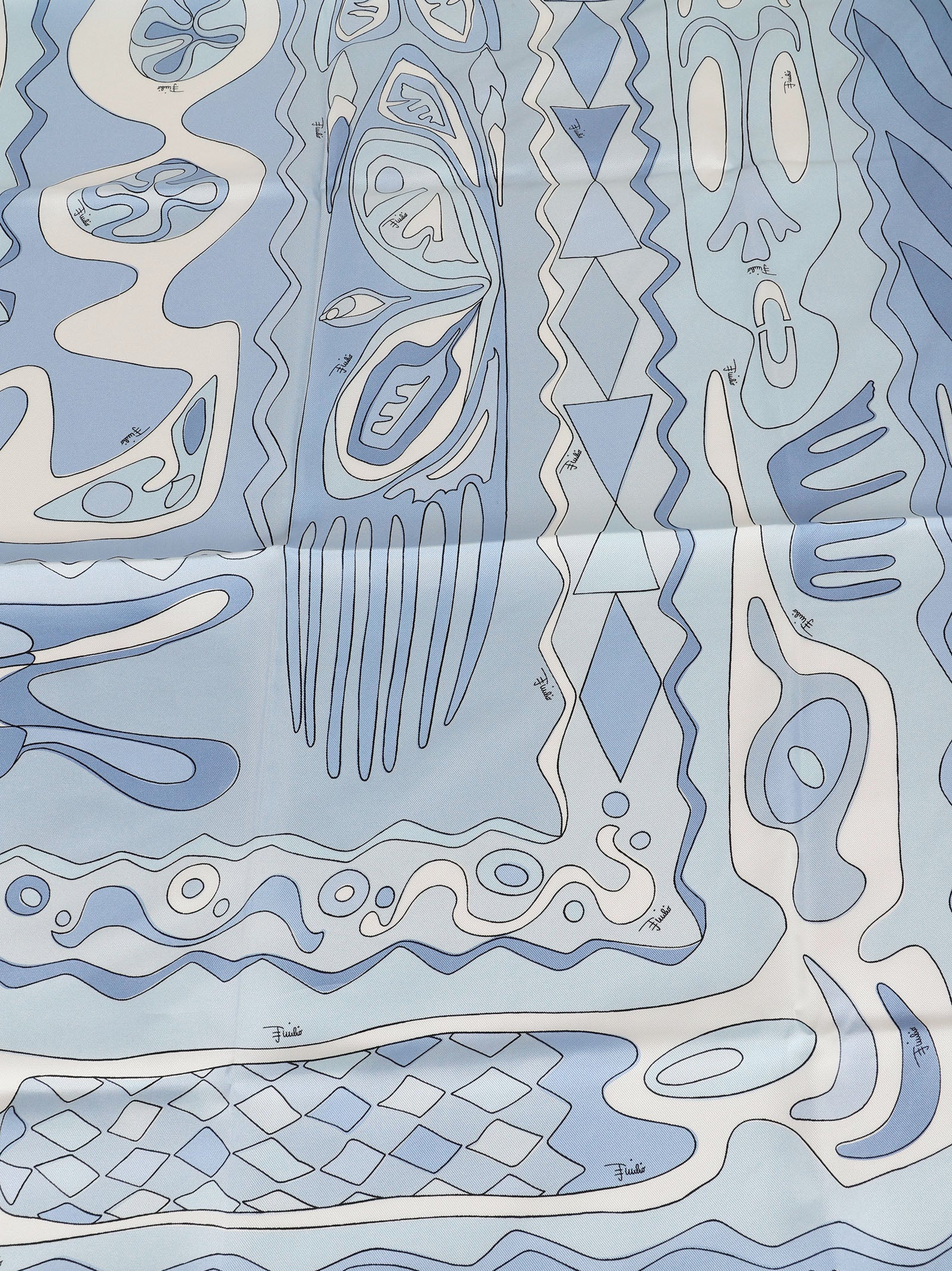 Silk Twill Scarf with Abstract Geometric Print