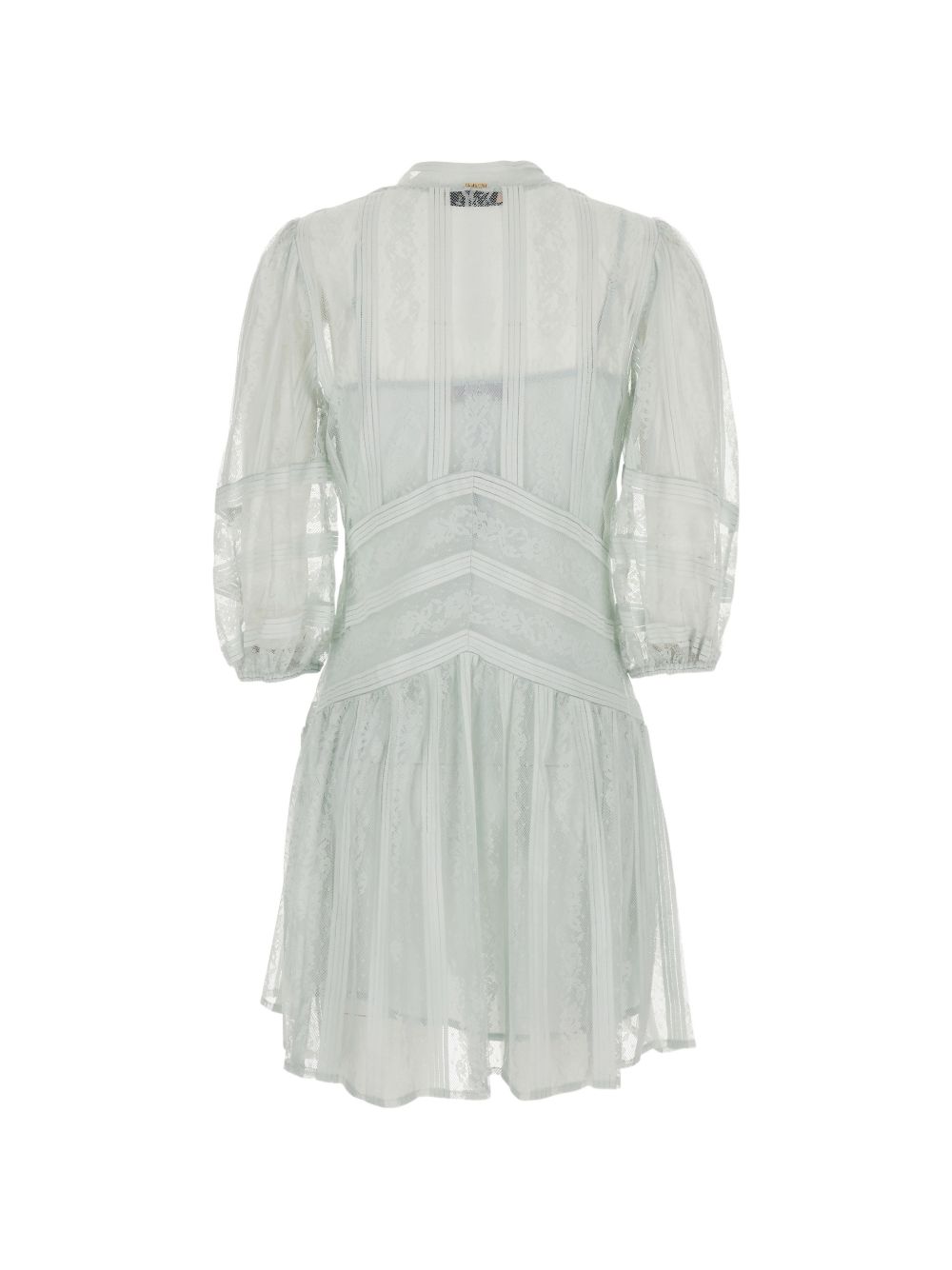 Delicate Lace Dress with Sheer Puff Sleeves