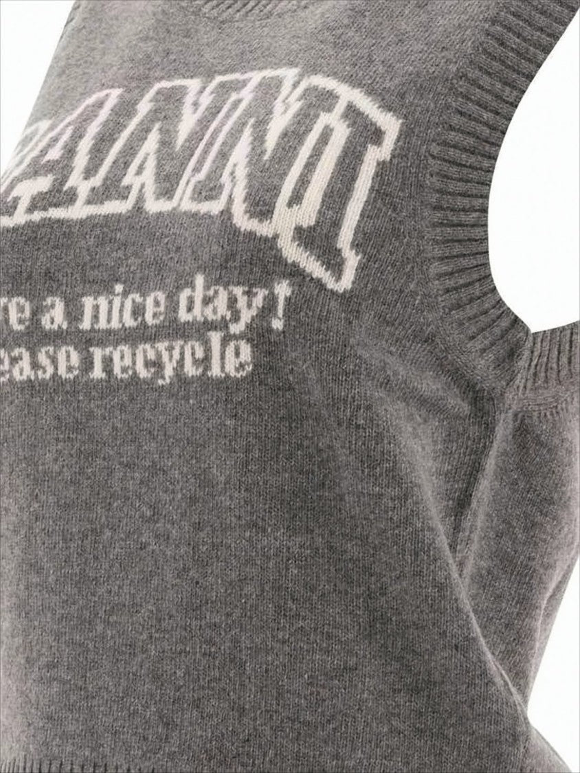 Ribbed Knit Vest With Eco-Conscious Message