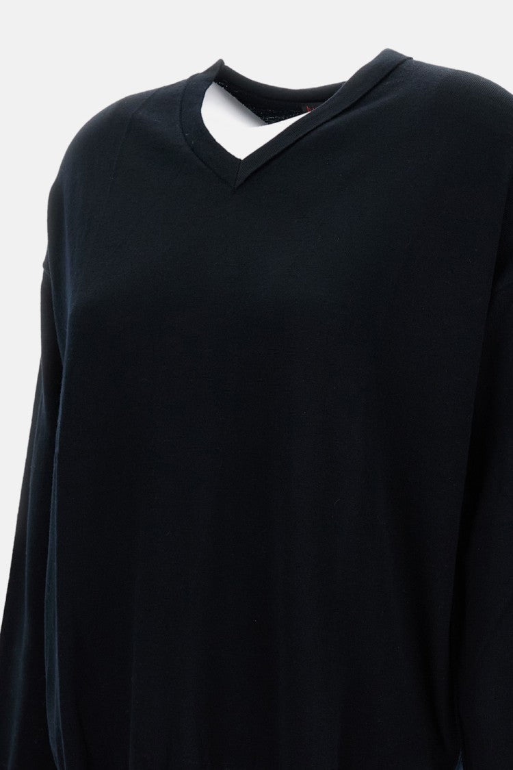 V-Neck Sweater With Ribbed Detailing