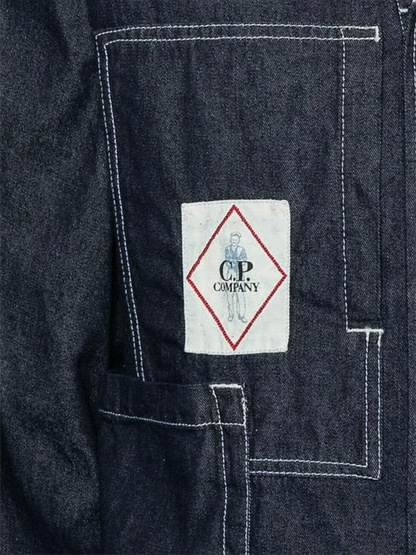 Denim Jacket with Structured Collar and Logo Patch