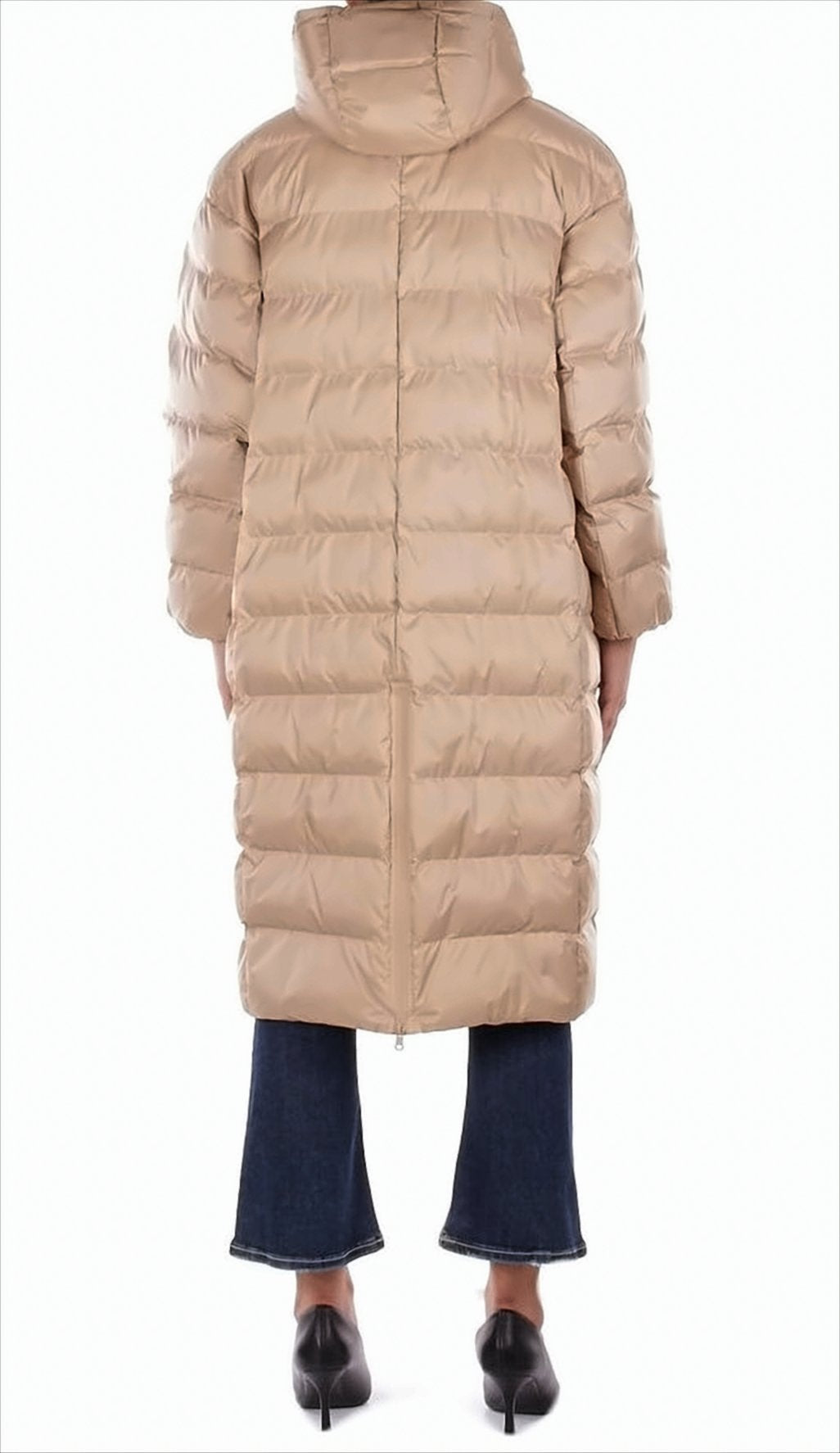 Quilted Below-The-Knee Jacket With Hood
