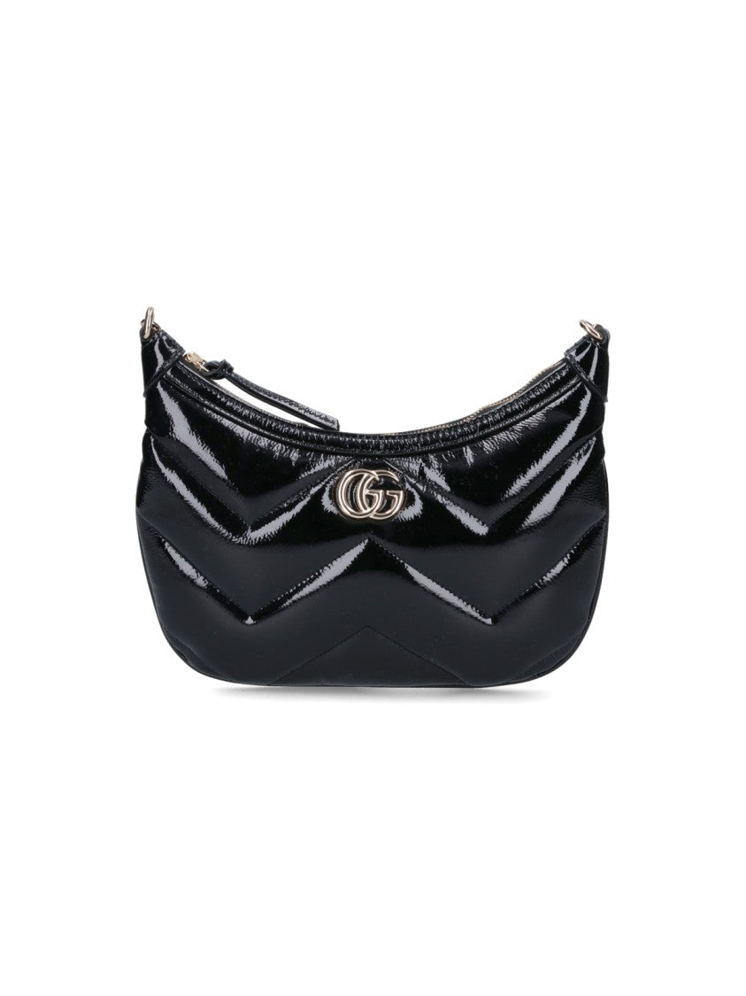 Small Quilted Chevron Shoulder Bag With Gold Accents