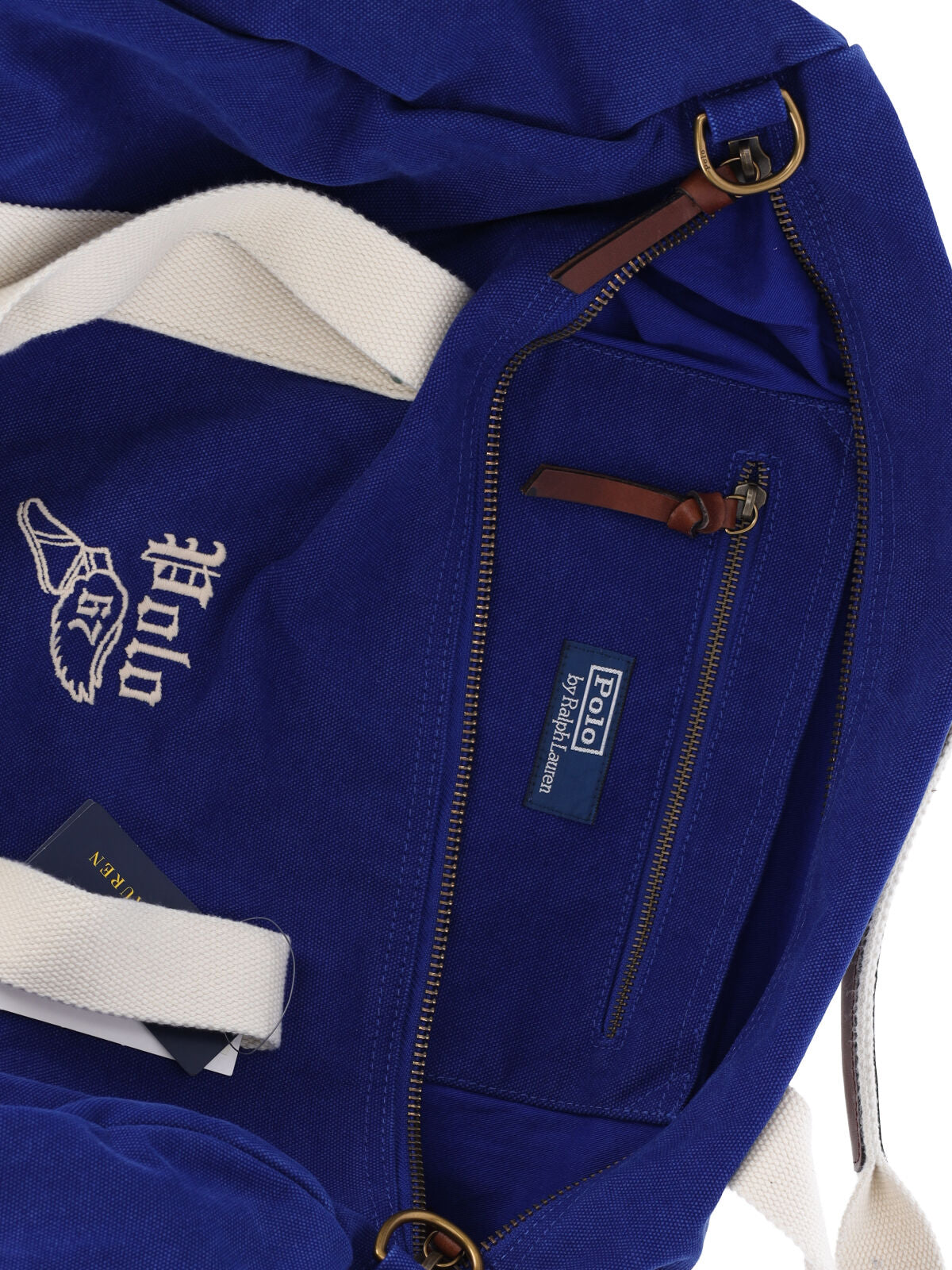 Blue Embroidered Logo Cylindrical Bag