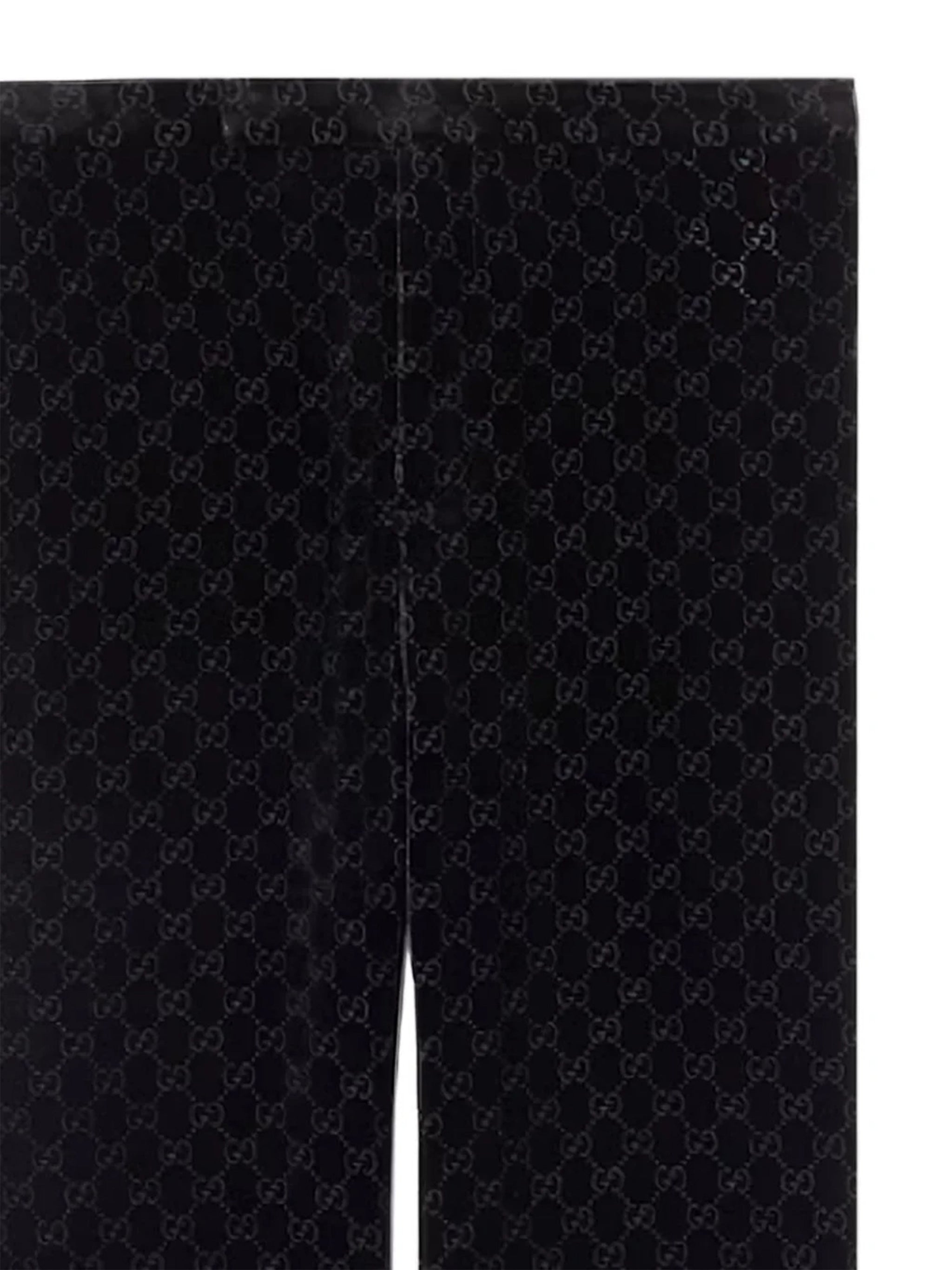 Black Straight-Leg Subtle Monogram Velvety Pants