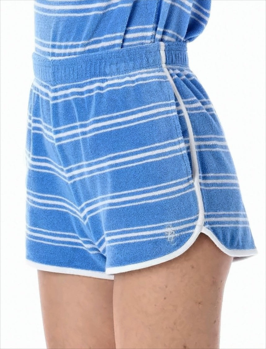Soft Terry Cloth Shorts with White Stripes