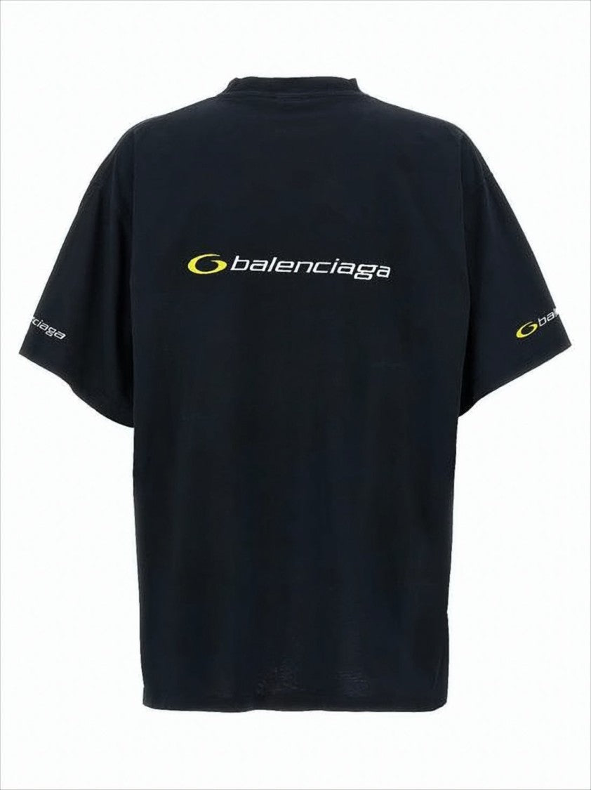 Boxy-Fit Black Cotton T-Shirt With Bold Logo Print