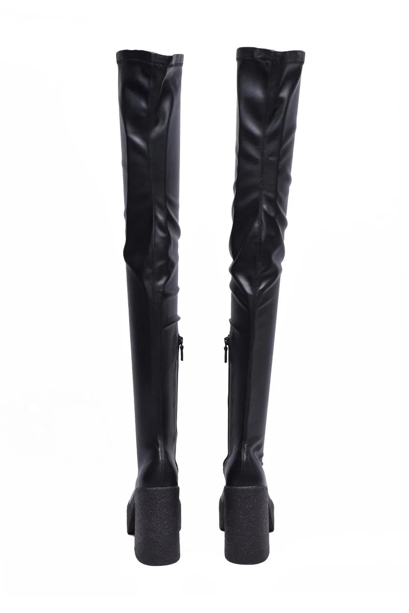High Heel Rubber Boots - Black