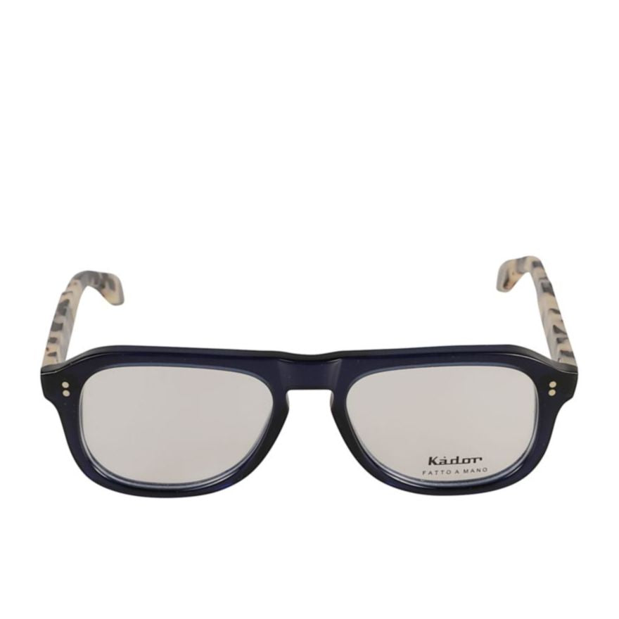 Bravo Rectangular Deep Navy Blue Eyeglasses with Tortoiseshell Temples