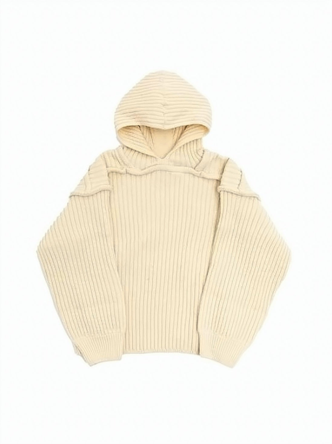 Ribbed Knit Hoodie with Cropped Silhouette