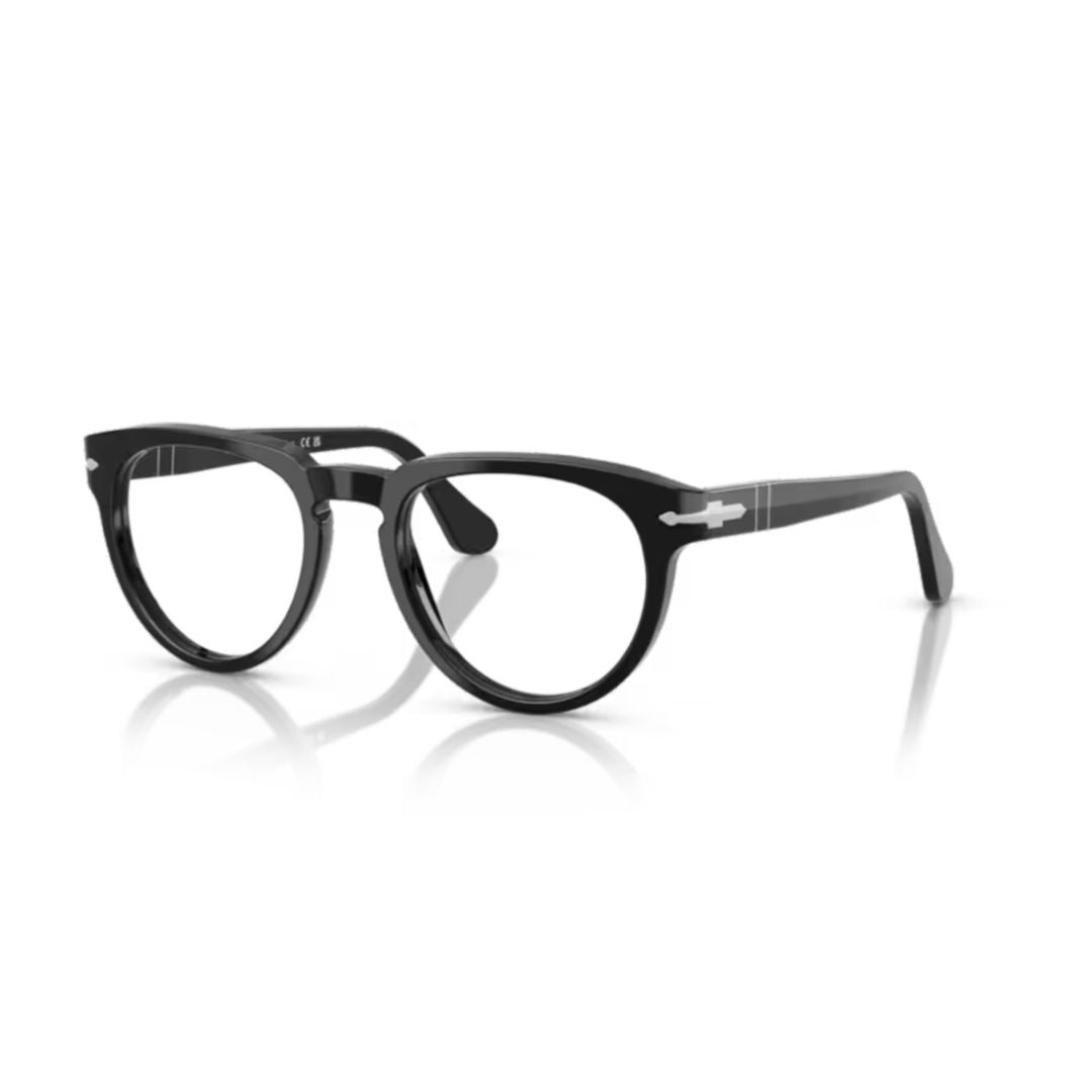 0po3377v Classic Round Acetate Sunglasses with Silver Arrow Detail