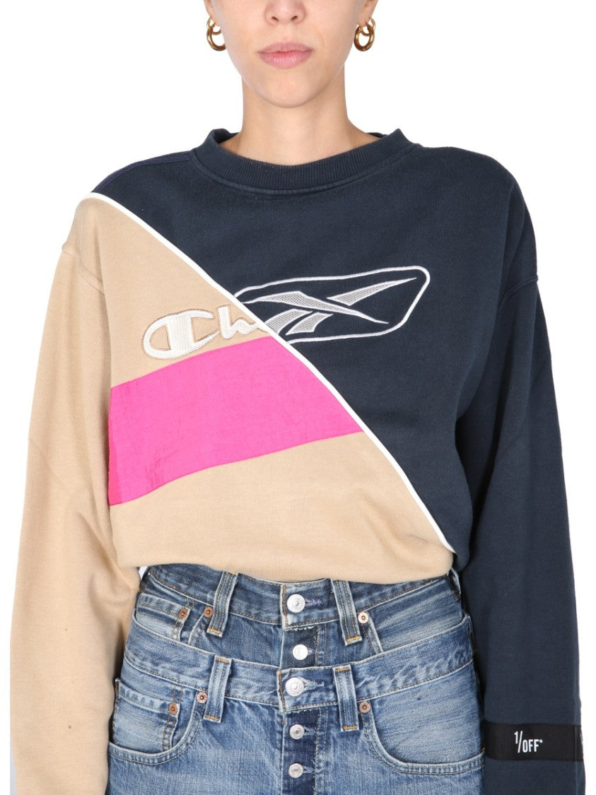 Crew Neck Sweatshirt With Color-Block Design