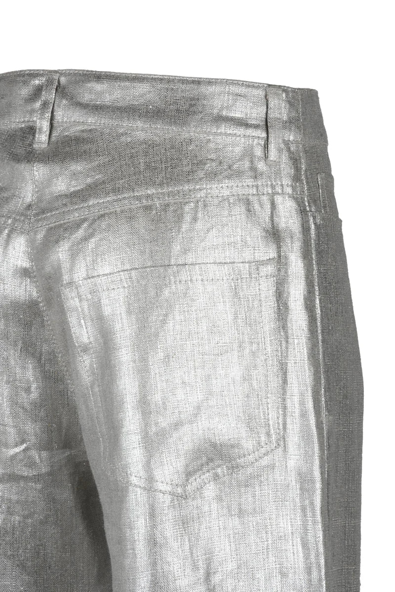 Wide Leg Linen Trousers - Gold