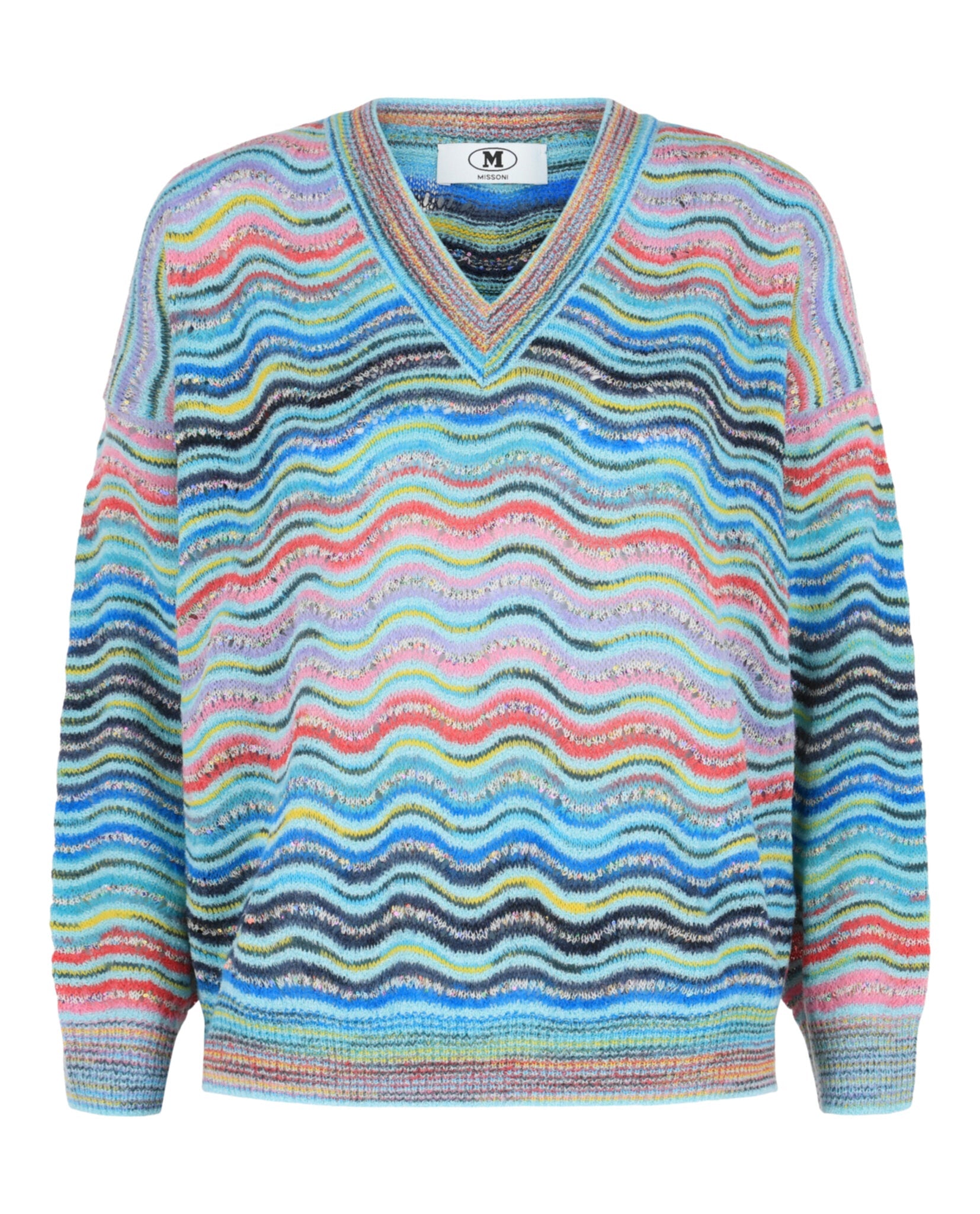 Wave-Pattern Knit Sweater