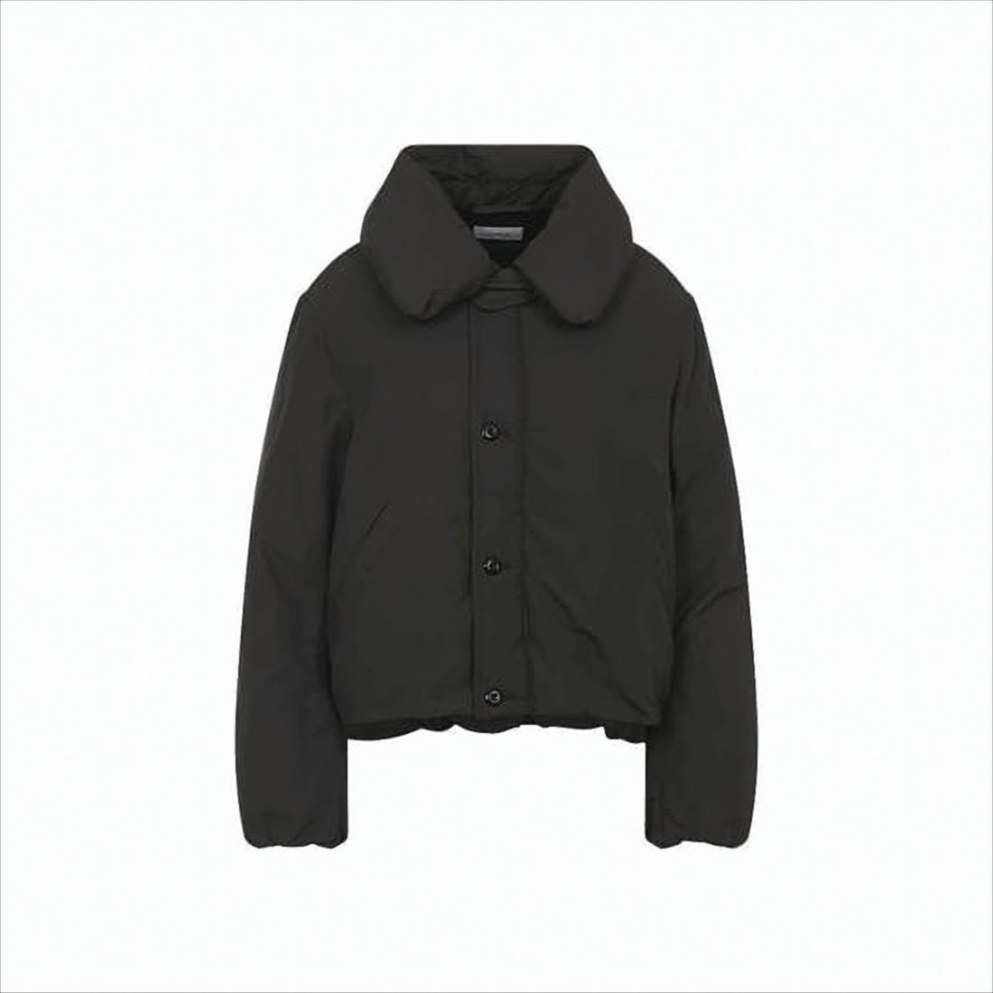 Boxy Black Puffer Jacket with Rounded Collar