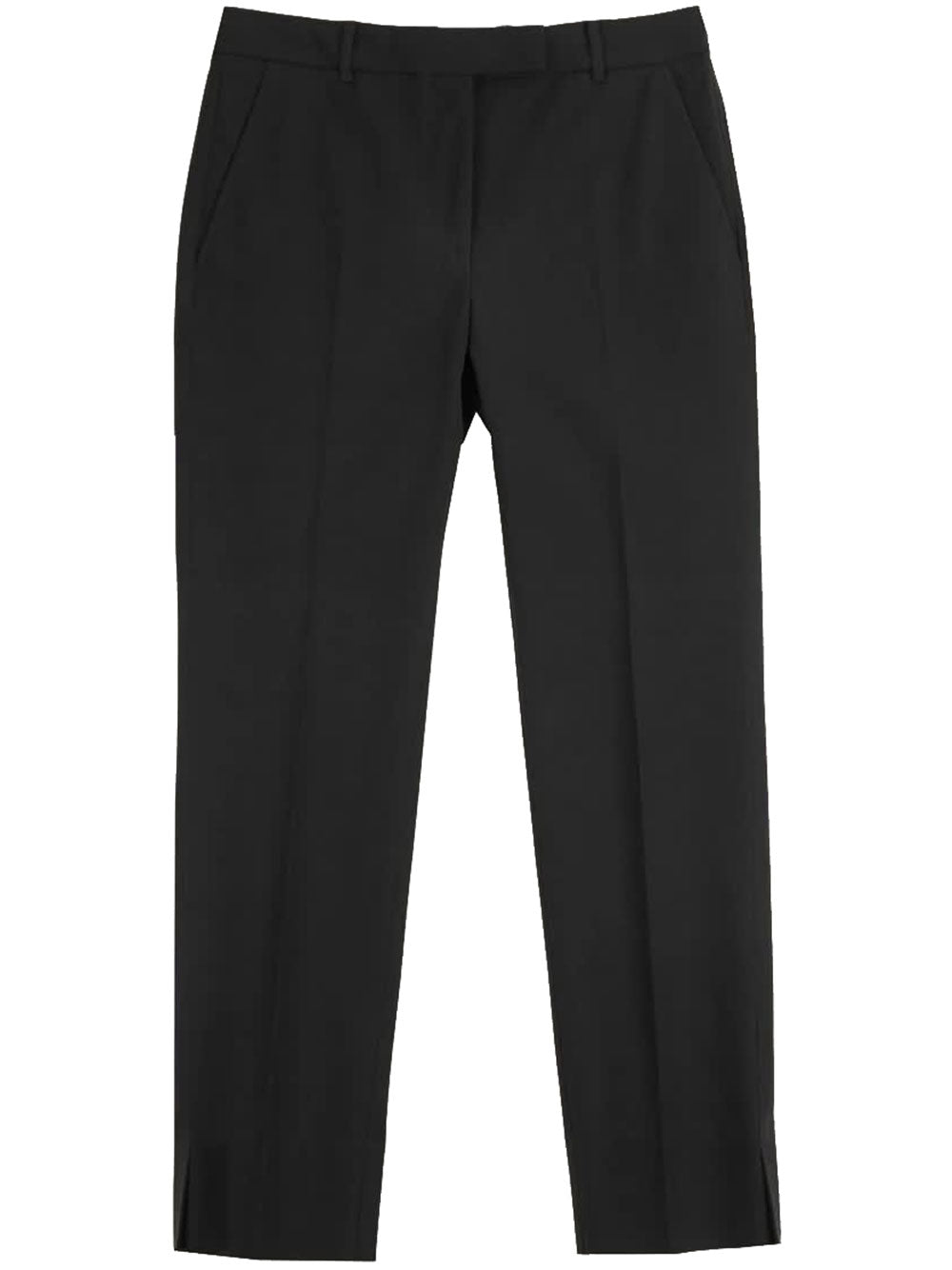 Black Tailored Straight-Leg Cotton Pants