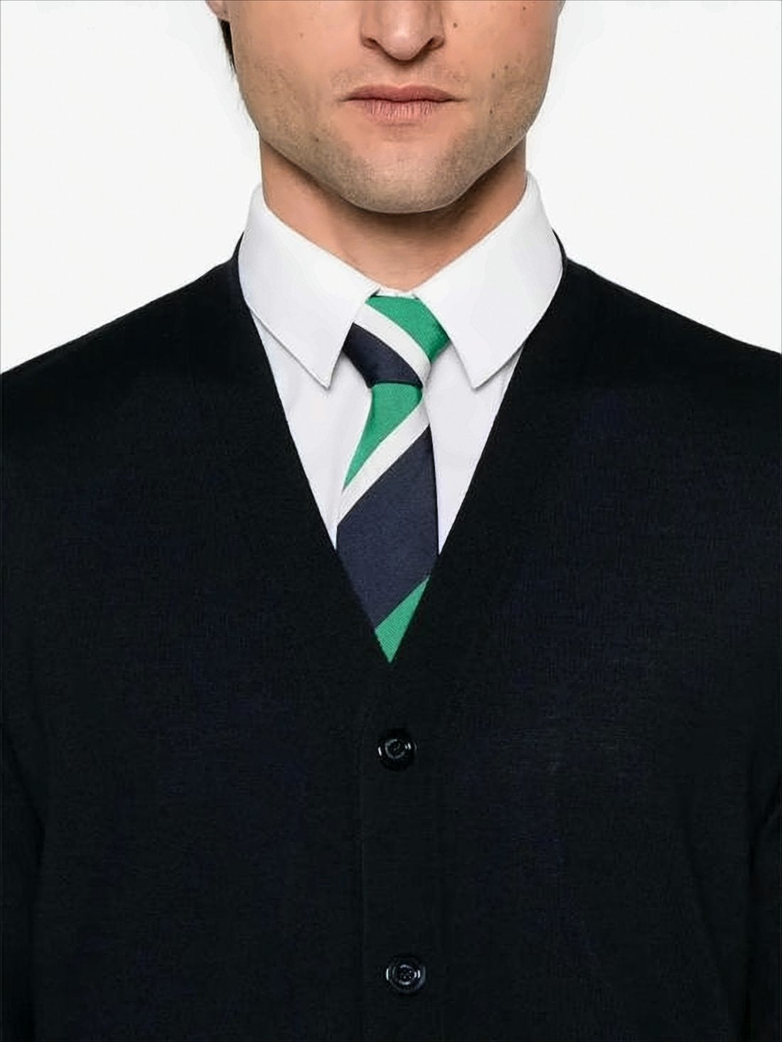 Wool Cardigan with Deep V-Neck