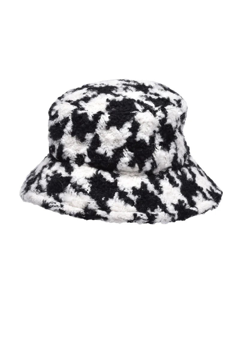 Wool Mixed Fibers Hat - Black/White