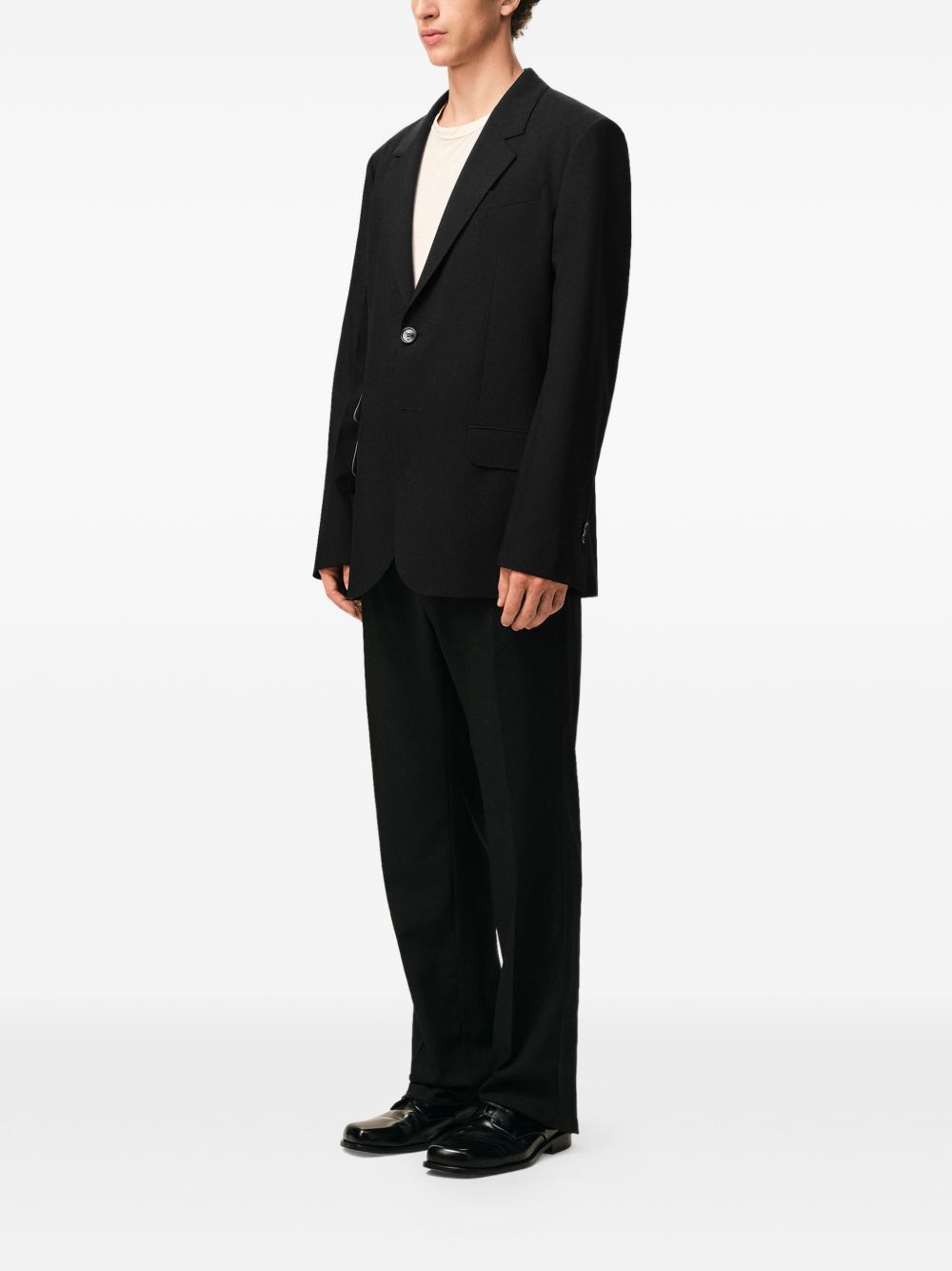 Classic Tailored Black Blazer With Horn Buttons