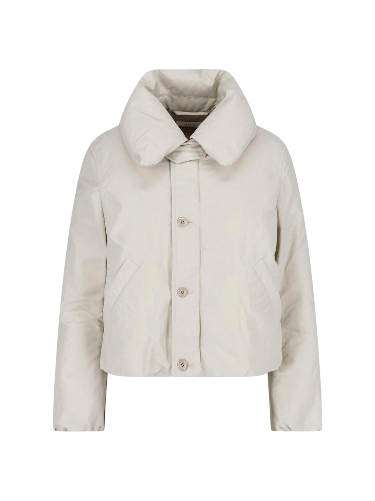 Neutral High Padded Collar Cropped Jacket