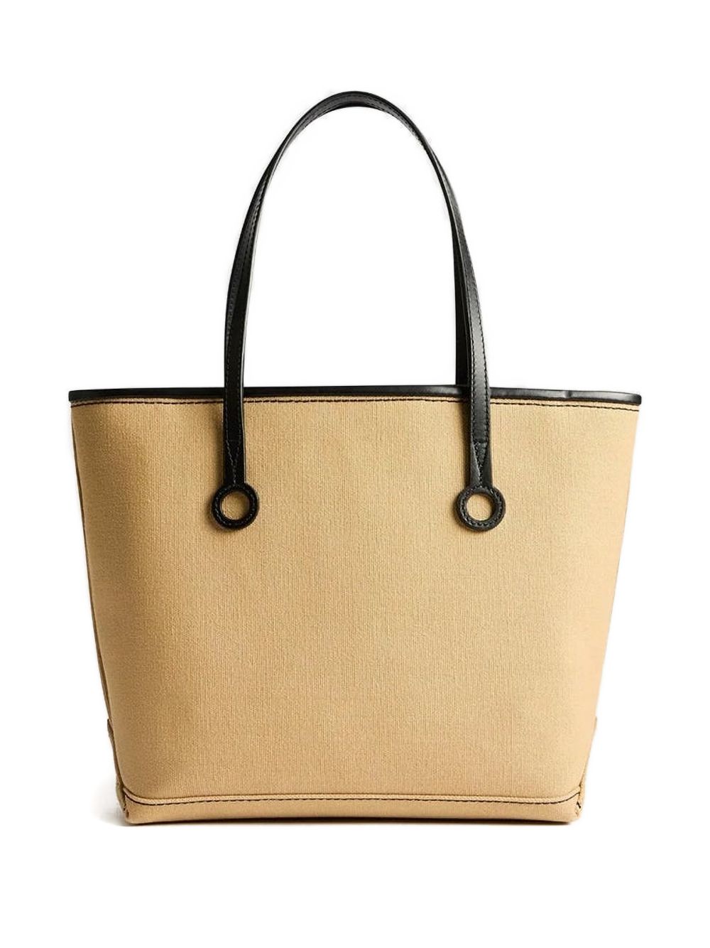 Small Anchor Canvas & Leather Tote In Beige