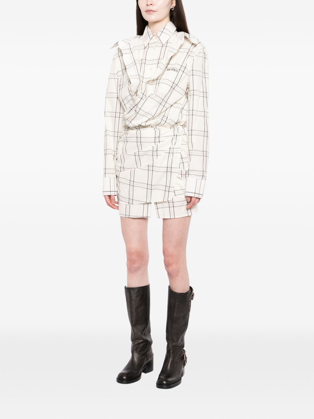 Structured Shirt-Style Dress with Asymmetrical Hem