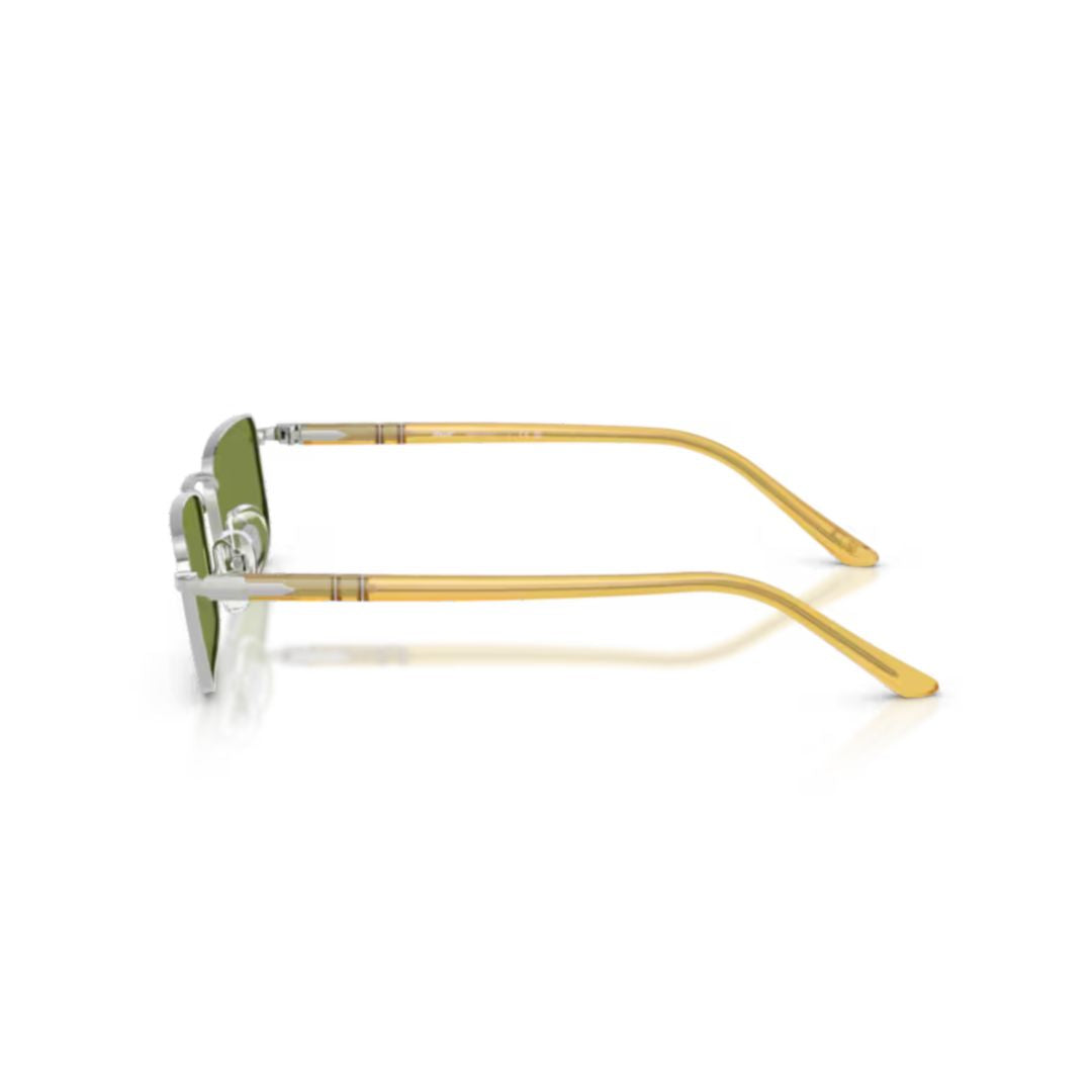 0po1025s Rectangular Metal Frame Sunglasses with Translucent Amber Temples