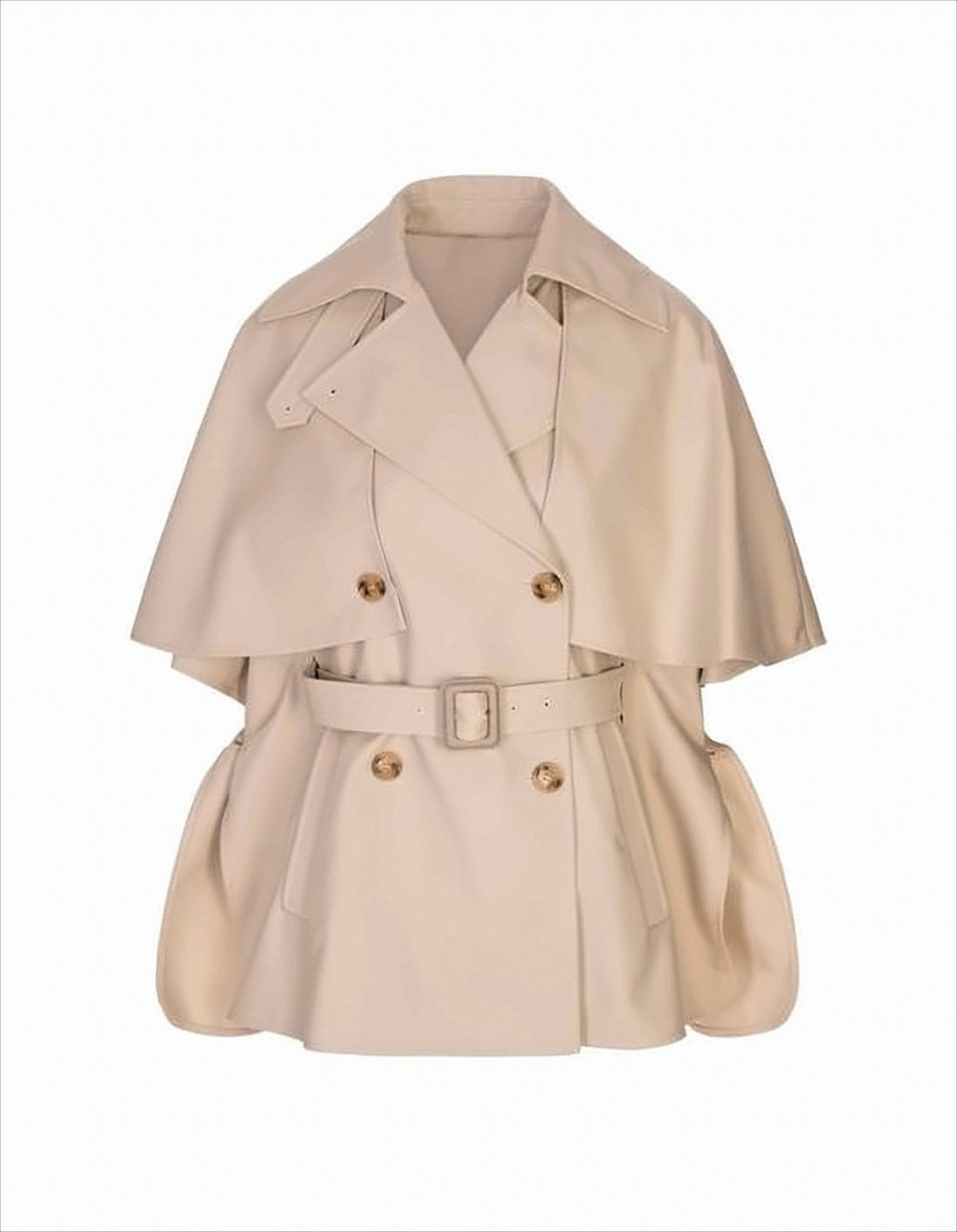 Structured Cape-Style Jacket with Double-Breasted Front